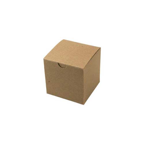 4 x 4 x 4 NATURAL KRAFT PINSTRIPE TUCK-TOP GIFT BOXES