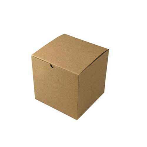 6 x 6 x 6 NATURAL KRAFT PINSTRIPE TUCK-TOP GIFT BOXES