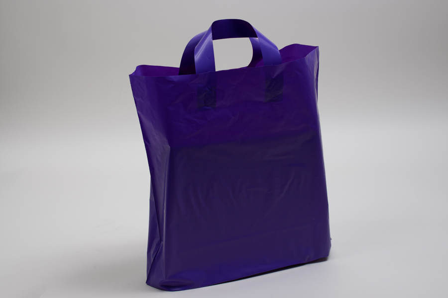 16 x 15 + 6 GRAPE FROSTED SOFT LOOP HANDLE AMERITOTE PLASTIC BAGS - 2.25 mil