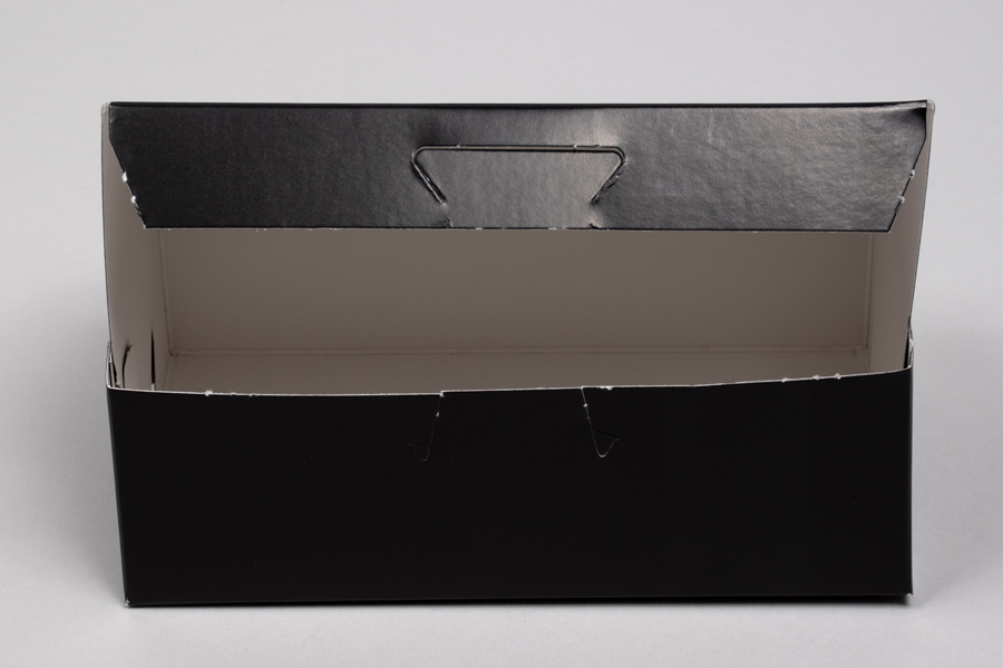 8 x 4 x 4 BLACK GLOSS ONE-PIECE BAKERY BOXES