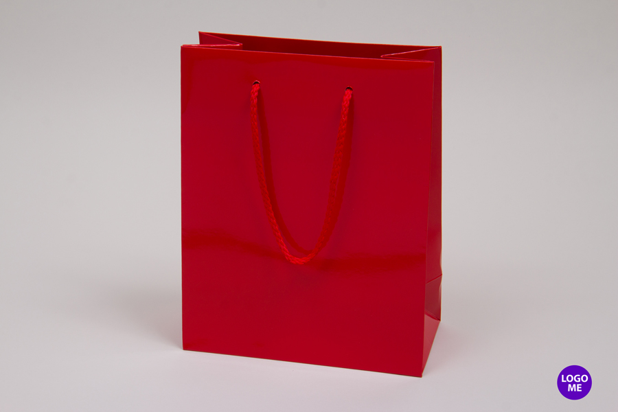 8 x 4 x 10 RED GLOSS PAPER EUROTOTE SHOPPING BAGS