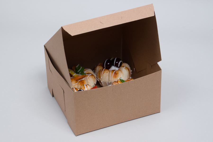 7 x 7 x 4 NATURAL KRAFT ONE-PIECE BAKERY BOXES
