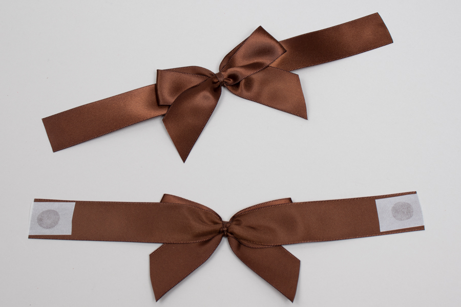 6” x 4” PRE-TIED BOW – SELF-ADHESIVE 1-1/2” BROWN RIBBON FOR 10” x 10” MAGNETIC BOX