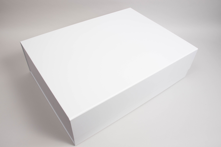 22X16X6-1/4 PLUS-SERIES™ 7-FLAP COLLAPSIBLE MATTE WHITE MAGNETIC GIFT BOXES