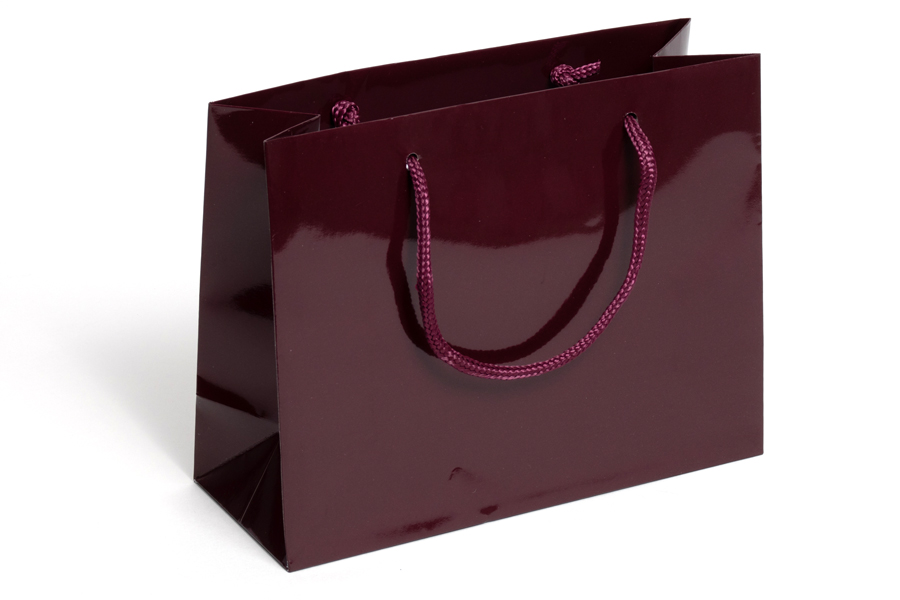 9 x 3.5 x 7 GLOSS MAROON SPECIAL PURCHASE EUROTOTE SHOPPING BAGS