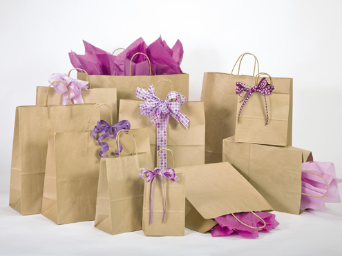 Paper Shopping Bags - 45% Recycled Natural Kraft