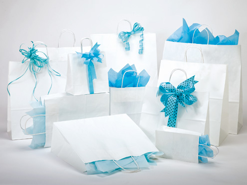 Paper Shopping Bags - White Kraft