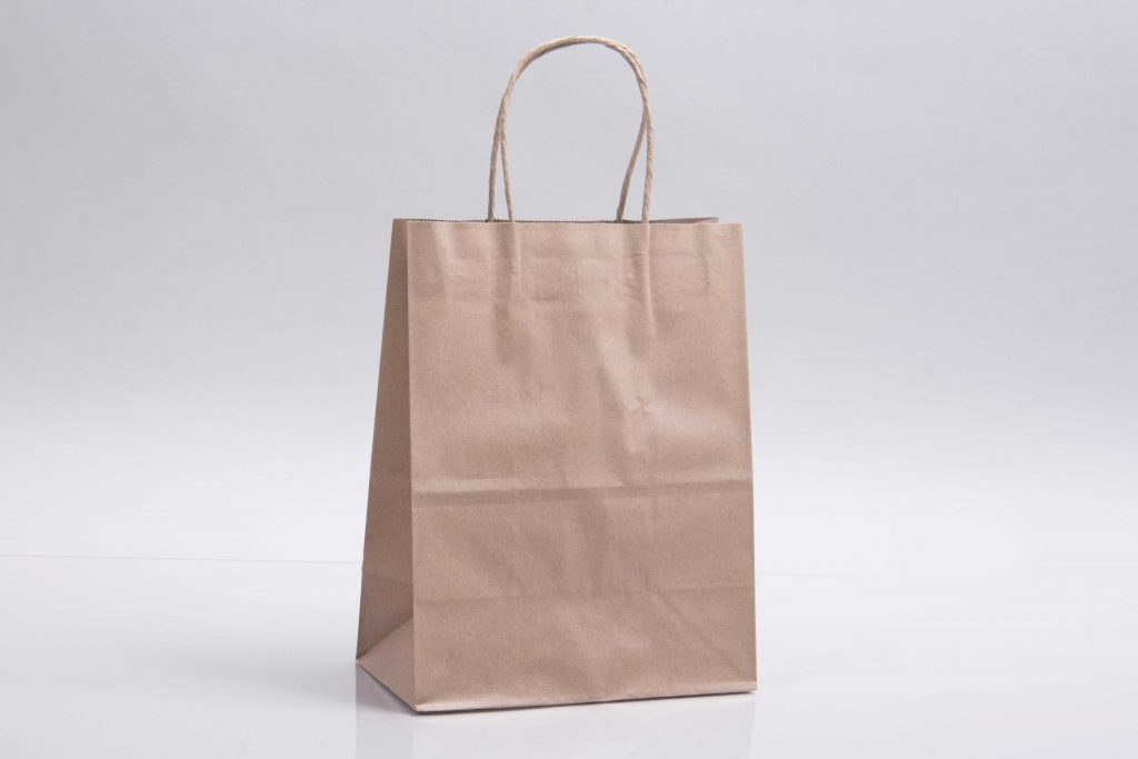 natural kraft paper shopping bag with handles