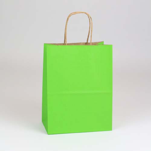 8 x 4.75 x 10.5 APPLE GREEN MATTE SHADOWSTRIPE PAPER BAGS
