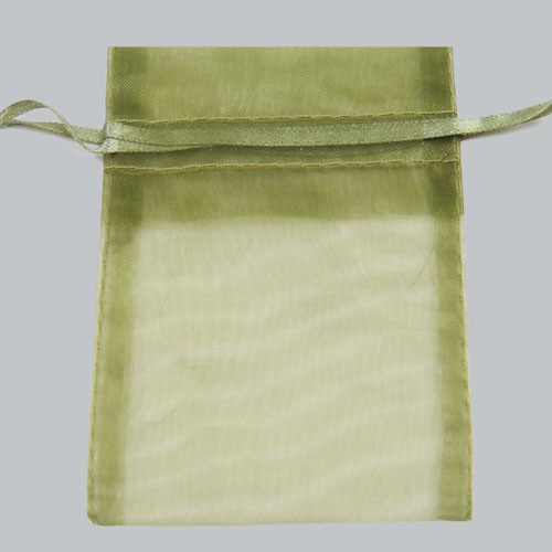 5 x 6-1/2 OLIVE GREEN SHEER ORGANZA POUCHES