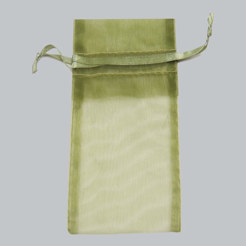6 x 14 OLIVE GREEN SHEER ORGANZA POUCHES