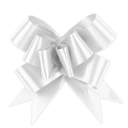 4-1/2 WHITE SATIN BUTTERFLY PULL BOWS