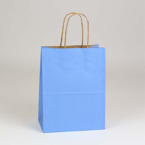 8 x 4.75 x 10.5 COUNTRY BLUE MATTE SHADOWSTRIPE PAPER BAGS