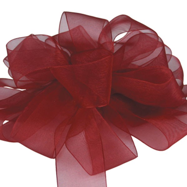 1 1/2 Burgundy Ribbon, 1.5 Inch Ribbon, Dark Red Sheer Organza