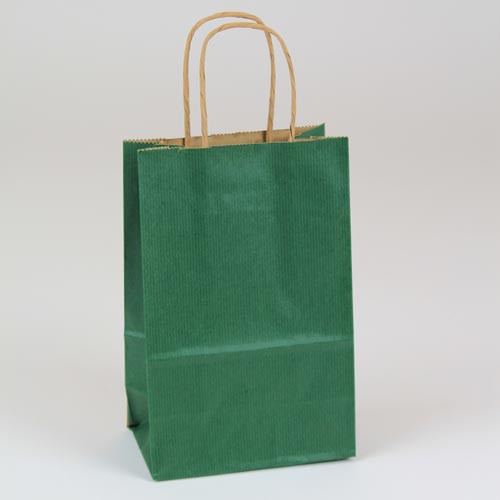 5.5 x 3.25 x 8.37 FOREST GREEN MATTE SHADOWSTRIPE PAPER BAGS