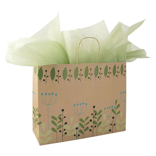 16 x 6 x 13 LEAVES AND BERRIES PAPER SHOPPING BAGS
