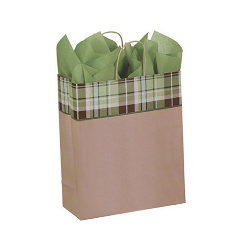 13 x 6 x 16 KENSINGTON PLAID PAPER SHOPPING BAGS
