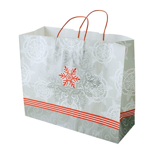 16 x 6 x 13 CHRISTMAS LACE PAPER SHOPPING BAGS