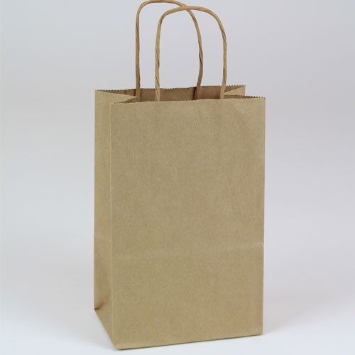 5.5 x 3.25 x 8.37 ECONOMY NATURAL KRAFT PAPER SHOPPING BAGS