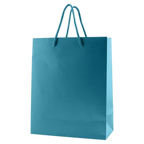 8 x 4 x 10 MATTE CARIBBEAN BLUE EUROTOTE SHOPPING BAGS