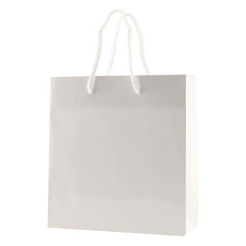 6 x 3.5 x 6.5 WHITE GLOSS PAPER EUROTOTE SHOPPING BAGS