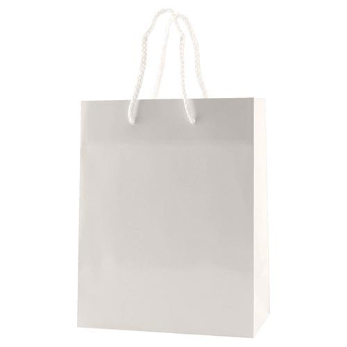 8 x 4 x 10 WHITE GLOSS PAPER EUROTOTE SHOPPING BAGS