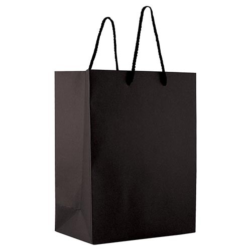 8 x 4 x 10 BLACK TEXTURED EUROTOTE SHOPPING BAGS