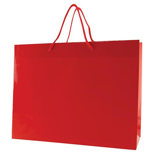 13 x 5 x 10 RED GLOSS PAPER EUROTOTE SHOPPING BAGS