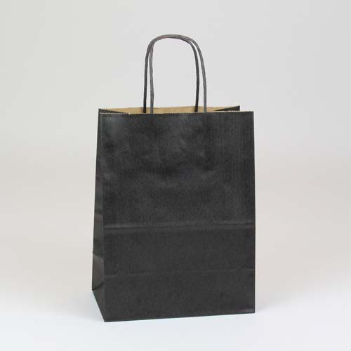 8 x 4.75 x 10.5 BLACK MATTE SHADOWSTRIPE PAPER BAGS