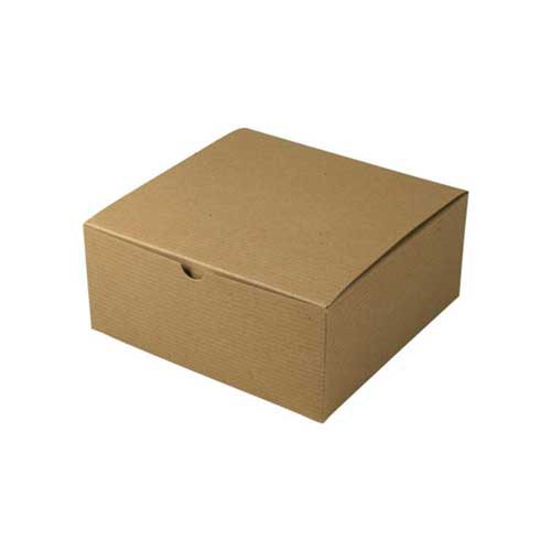 8 x 8 x 3.5 NATURAL KRAFT PINSTRIPE TUCK-TOP GIFT BOXES