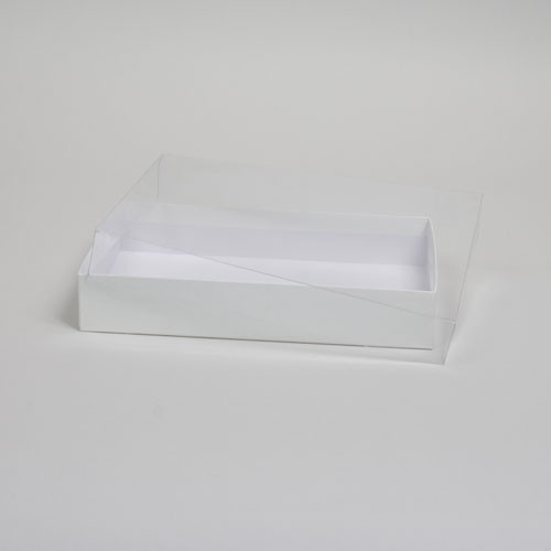 7-3/8 x 5-3/8 x 1 WHITE SWIRL CLEAR TOP GIFT BOXES ***CLOSEOUT***