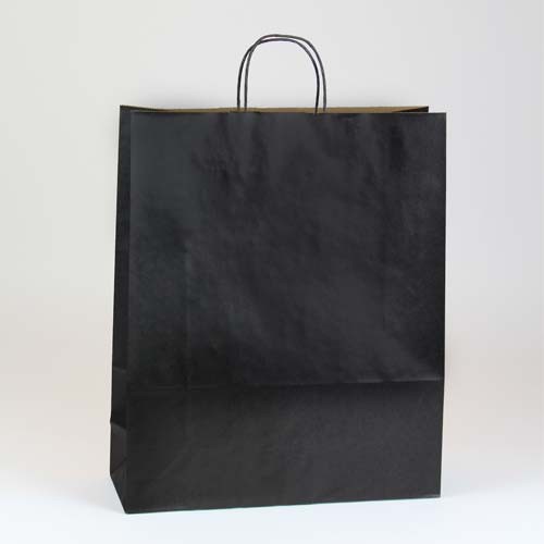 16 x 6 x 19.25 BLACK MATTE SHADOWSTRIPE PAPER BAGS