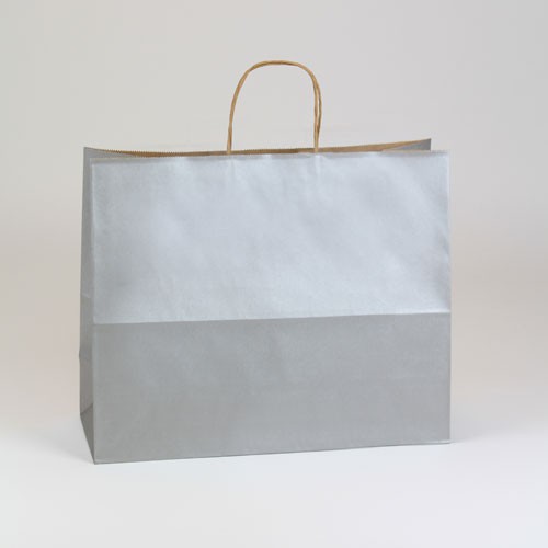 16 x 6 x 13 SILVER METALLIC PAPER SHOPPING BAGS