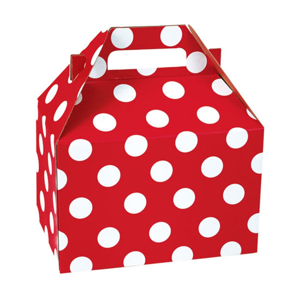 8 x 4.875 x 5.25 CHEERY RED DOTS GABLE BOXES