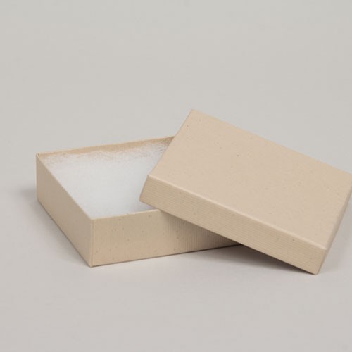 (#33) 3-1/2 x 3-1/2 x 1 OATMEAL STRIPE JEWELRY BOXES