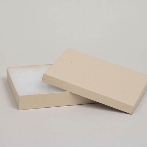 (#65) 6 x 5 x 1 OATMEAL STRIPE JEWELRY BOXES