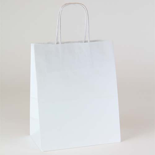 8 x 4.75 x 10.5 ECONOMY WHITE KRAFT PAPER SHOPPING BAGS