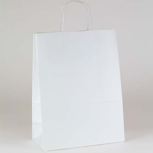 10 x 5 x 13.5 ECONOMY WHITE KRAFT PAPER SHOPPING BAGS