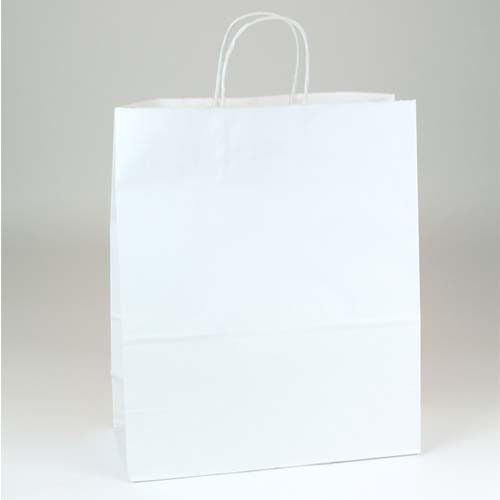 13 x 6 x 15.75 ECONOMY WHITE KRAFT PAPER SHOPPING BAGS