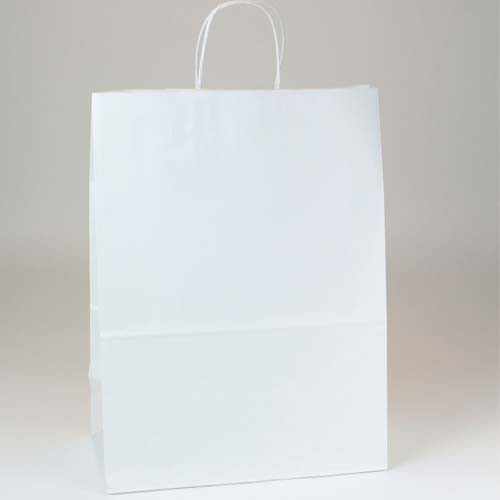 13 x 7 x 17.5 ECONOMY WHITE KRAFT PAPER SHOPPING BAGS