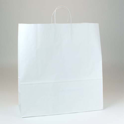 18 x 7 x 18.75 ECONOMY WHITE KRAFT PAPER SHOPPING BAGS