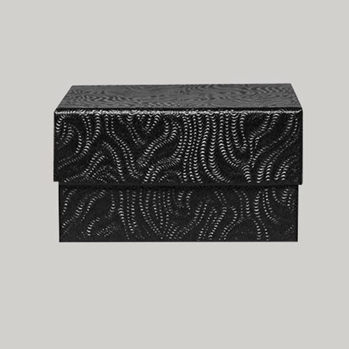 (#33D) 3-1/2 x 3-1/2 x 1-1/2 BLACK SWIRL JEWELRY BOXES