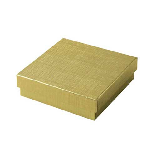 (#33) 3-1/2 x 3-1/2 x 1 GOLD LINEN JEWELRY BOXES