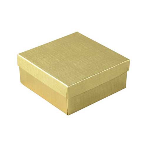 (#33D) 3-1/2 x 3-1/2 x 1-1/2 GOLD LINEN JEWELRY BOXES