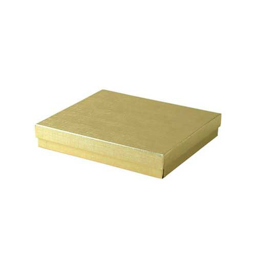 (#65) 6 x 5 x 1 GOLD LINEN JEWELRY BOXES