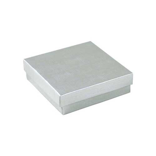 (#33) 3-1/2 x 3-1/2 x 1 SILVER LINEN JEWELRY BOXES