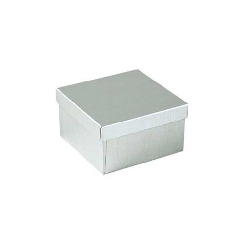 (#33D) 3-1/2 x 3-1/2 x 1-1/2 SILVER LINEN JEWELRY BOXES