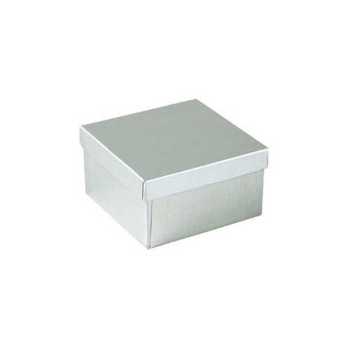 (#34) 3-1/2 x 3-1/2 x 2 SILVER LINEN JEWELRY BOXES