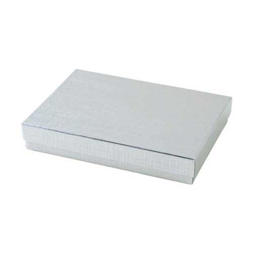 (#53) 5-1/4 x 3-3/4 x 7/8 SILVER LINEN JEWELRY BOXES