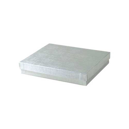 (#65) 6 x 5 x 1 SILVER LINEN JEWELRY BOXES